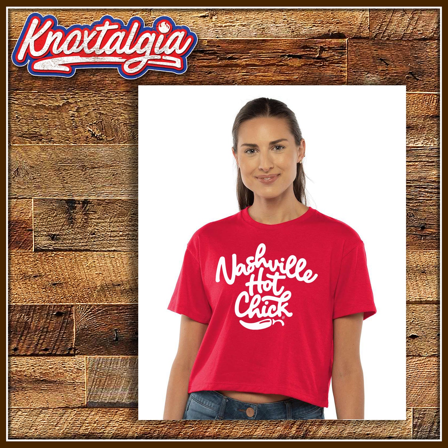 "Nashville Hot Chick" - (Women's Ideal Crop Top - Red/White Variant)
