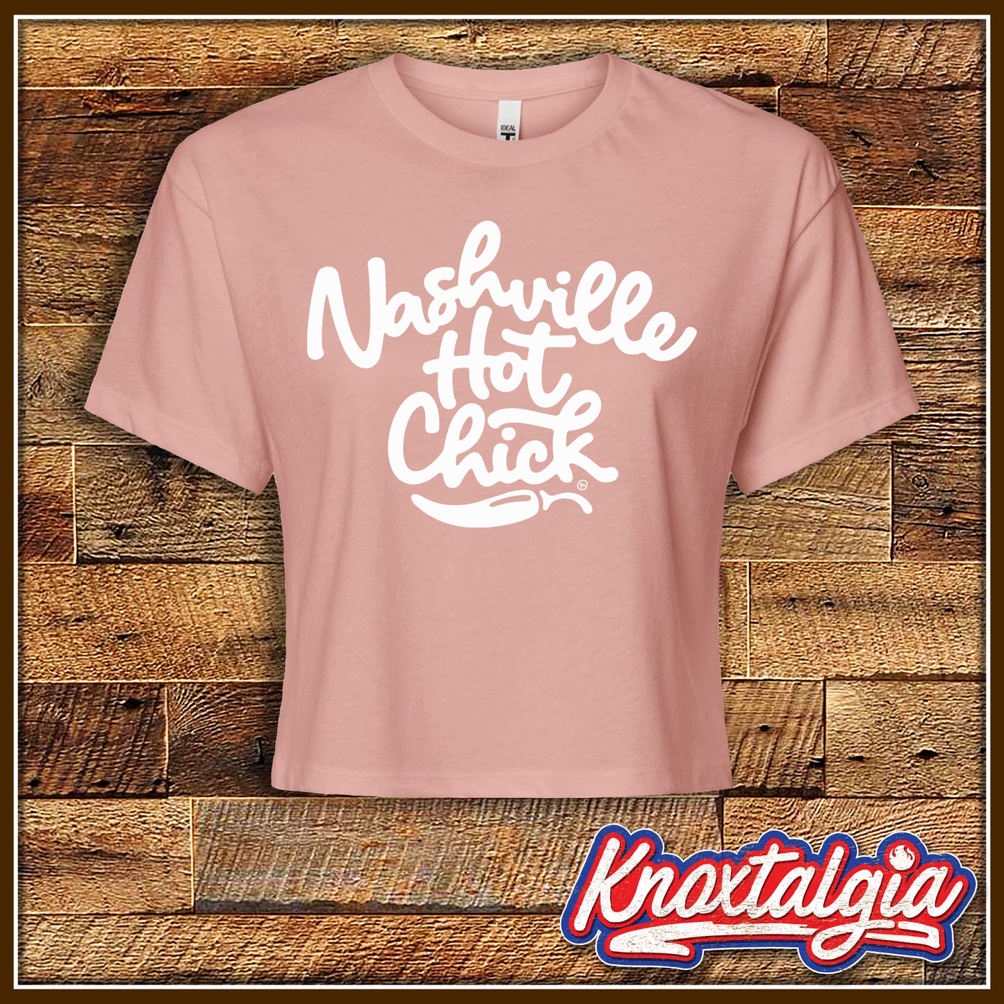 "Nashville Hot Chick" - (Women's Ideal Crop Top - Pink/White Variant)