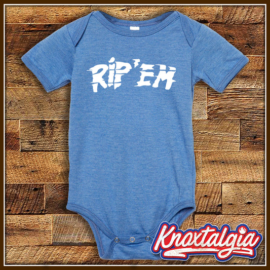 "RIP 'EM!" - A Tribute to NO HOLDS BARRED - Infant Onesie (Blue Variant)